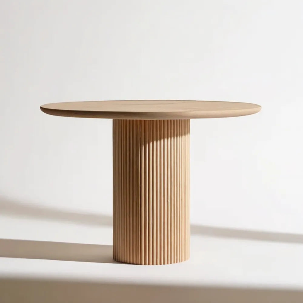 Okrągły stół z MDF z fornirem dębowym, naturalny dąb, Ø 120 × 75 cm