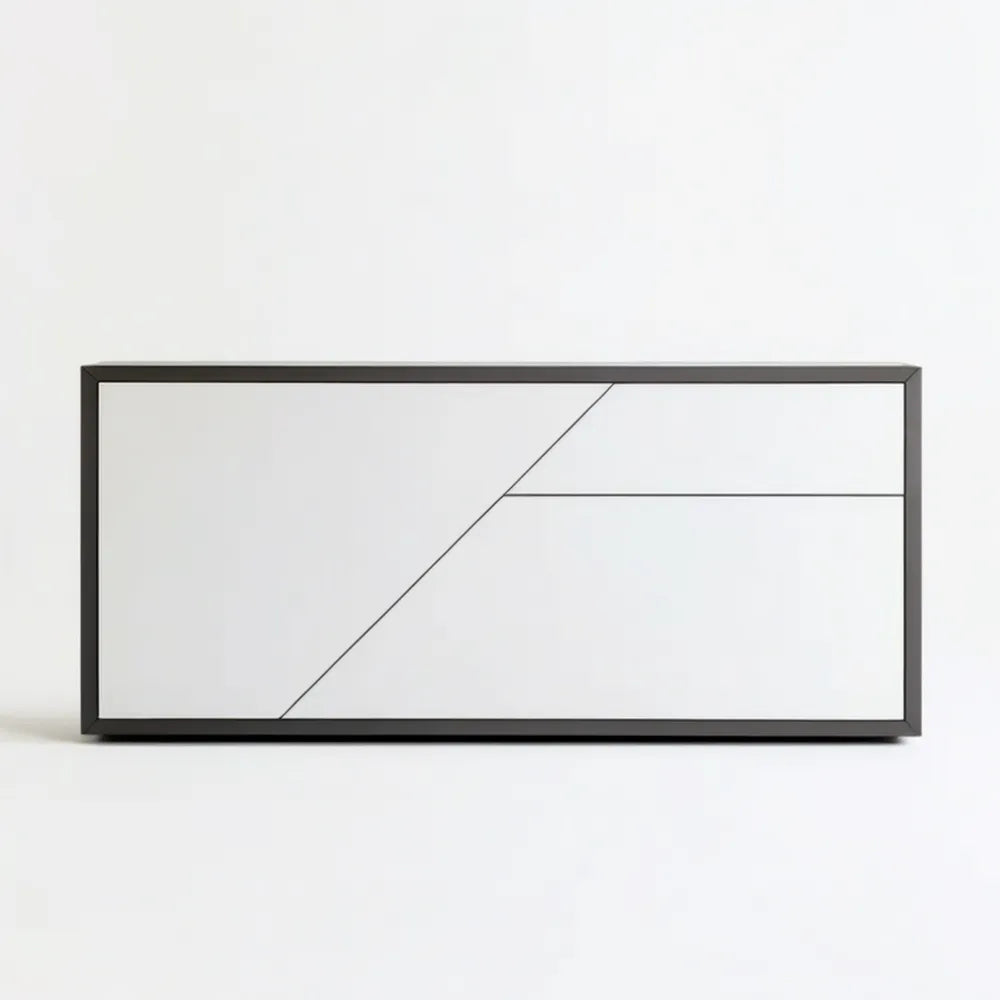 Kredens minimalistyczny MDF i stal Biały/Czarny 160 x 40 x 75 cm