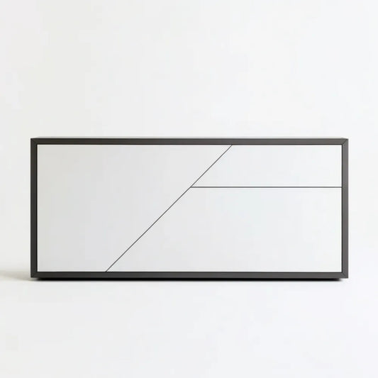 Kredens minimalistyczny MDF i stal Biały/Czarny 160 x 40 x 75 cm