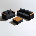 3-elementowy zestaw wypoczynkowy z technorattanu PE czarno-brązowy, sofa 3-osobowa 200 × 75 × 65 cm