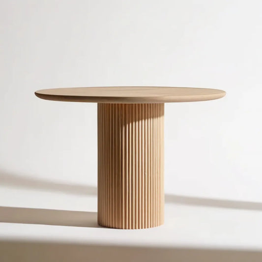 Okrągły stół z MDF z fornirem dębowym, naturalny dąb, Ø 120 × 75 cm