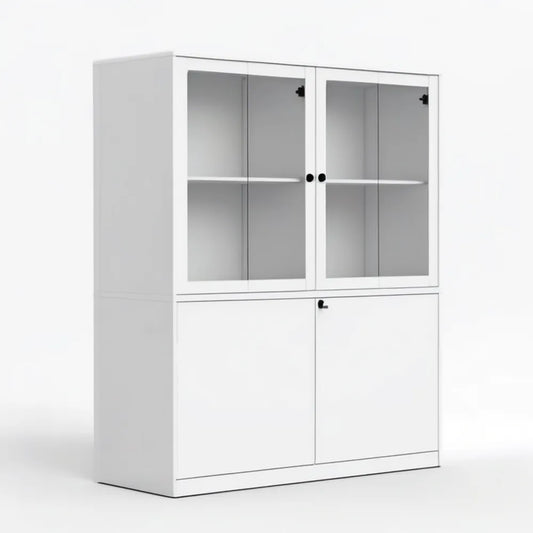 Biała szafka z przeszkleniem i 2 półkami, 82,5 × 30,5 × 150 cm